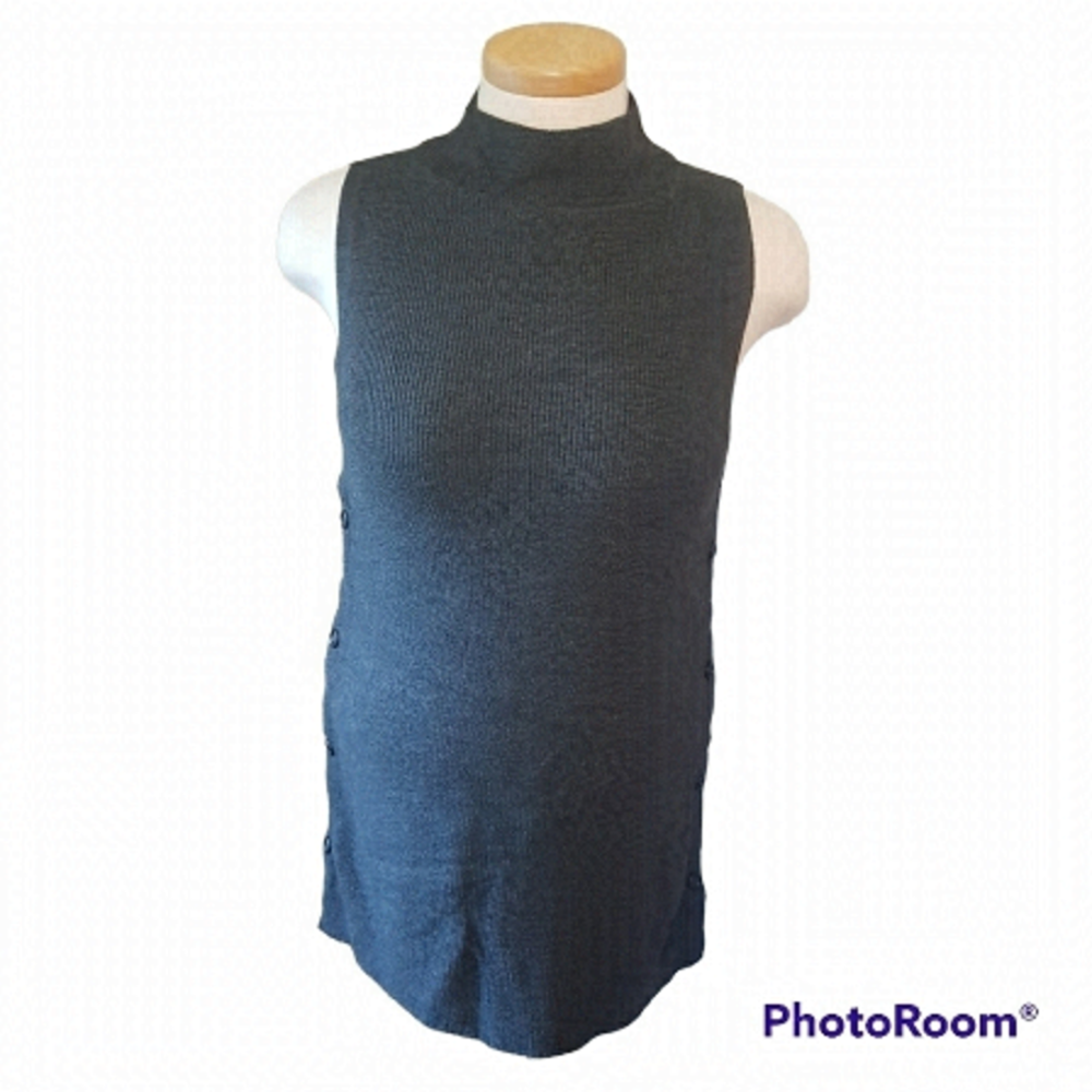 Reitman's Pullover Mock Neck Sweater Vest Dress With Side Snaps